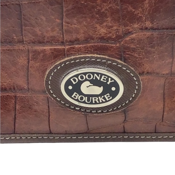 Dooney Brown Croc Embossed Shoulder Bag - Picture 7 of 10